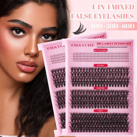 Professional DIY Cluster Eyelash Extension Kit Mixed Length Natural Dense Style D Curl False Eyelashes With Glue Tool Set