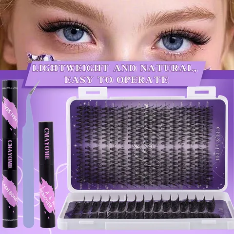 DIY Cluster Wimpernverlängerung Kit Mit Lash Bond Und Seal Entferner Pinzette Segmentierte Natürliche Geschwungene Dicke Wimpern Set