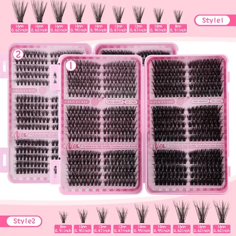 DIY False Eyelashes Extension Kit DD Curl Segmented Clusters Black Synthetic Fiber Lash Clusters With Bond And Seal Glue Tweezers Brush For Women Makeup