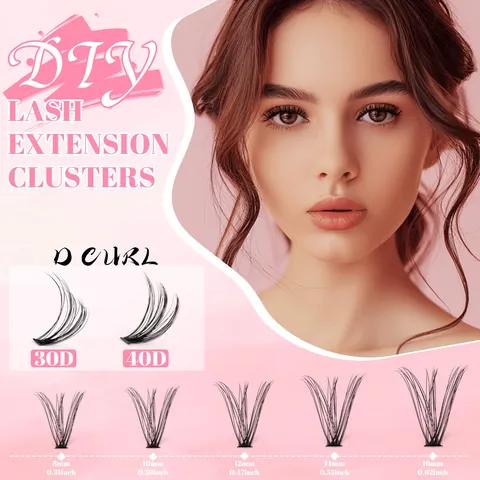 DIY Επεκτάσεις Βλεφαρίδων Cluster Καμπύλη D Συνθετική Ίνα Φυσικό Πυκνό Μεμονωμένες Βλεφαρίδες για Γυναίκες Καθημερινό Μακιγιάζ Γάμου