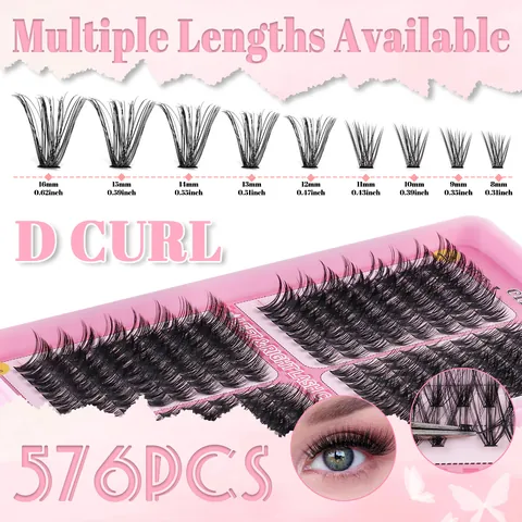 Professional Individual Cluster Eyelashes Kit With Bond And Seal D Curl Voluminous Natural False Eyelashes Makeup Extensions