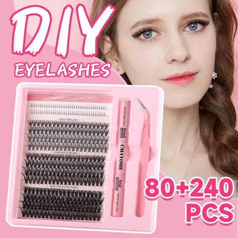 320 Büschel DIY Wimpernverlängerung Kit Mit Wimpernkleber Und Versiegelung Und Pinzette Natürliche Dicke D-Curl Segmentierte Wimpern Damen