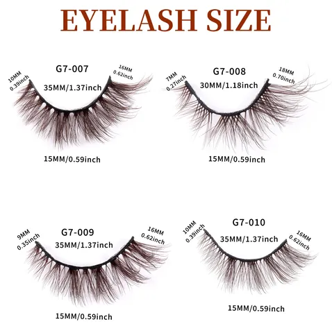 Brown 6D Faux Mink False Eyelashes Soft Voluminous Natural Long Curled DIY Eyelash For Daily Party Stage Makeup Women