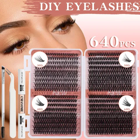 CMAYOME DIY Einzelne Wimpern Cluster Gemischte Länge 30D-100D Fluffige Dichte Natürliche Pfropfwimpern Mit Bond Seal Pinzette Bürste