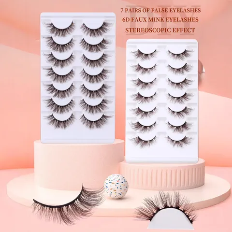 Brown 6D Faux Mink False Eyelashes Soft Voluminous Natural Long Curled DIY Eyelash For Daily Party Stage Makeup Women