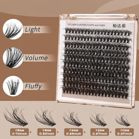 Kit Extension Ciglia DIY Cluster Curvatura D Soffici Folte Naturali Segmentate Con Colla Per Ciglia Pinzette E Pennello