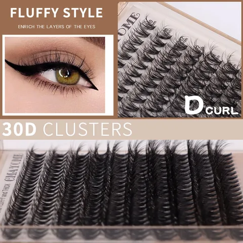 Kit d'Extension de Cils DIY Clusters Courbure D Naturels Épais Cils Segmentés Avec Colle à Cils Pincettes Et Brosse
