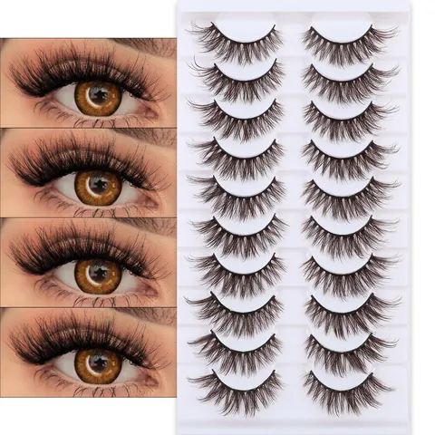 Ciglia Finte Marroni Naturali Morbide Ciglia Stereoscopiche Voluminose Incurvate Per Trucco Scenico Cosplay Accessorio Bellezza