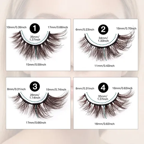 Ciglia Finte Marroni Effetto 3D Fluffy Cat Eye Naturali Lunghe Folte in Fibra Sintetica Riutilizzabili