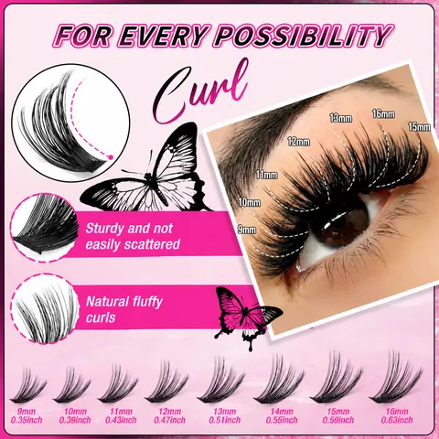 DIY Individuele Wimperverlenging Set D Krul Gesegmenteerde Valse Wimpers Met Lijm Afdichting Pincet Borstel Professionele Make-up Tools Vrouwen