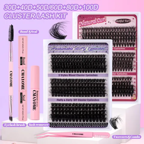 DIY Cluster Wimpernverlängerung Kit Segmentiert Russischen Stil Volumen Falsche Wimpern D Locke Gemischte Länge Natürliche Wimpern Mit Kleber Versiegelung Entferner Pinzette