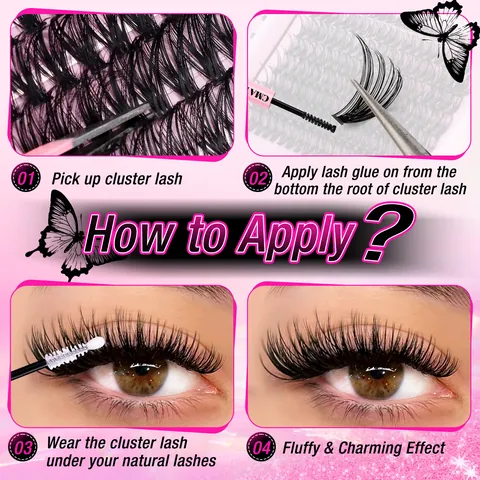 DIY Individual Eyelash Extension Kit D Curl Segmented False Lashes With Bond Seal Glue Tweezers Brush Professional Makeup Tools for Women