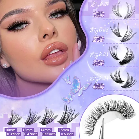 DIY Lash Extension Kit Cluster Lashes D Curl With Bond And Seal Glue Precision Tweezers Spoolie Brush For Individual Eyelash Makeup