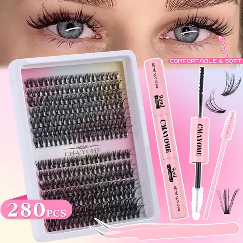 DIY Cluster Wimpernverlängerung Set Segmentierte Dicke Geschwungene Natürliche Falsche Wimpern Für Damen Professionelle Makeup Tools