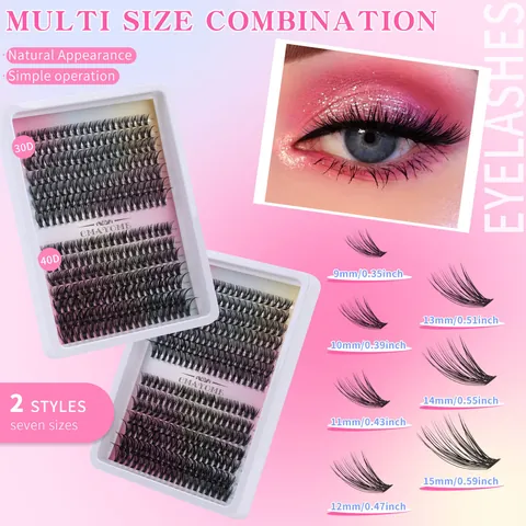 DIY Cluster Wimpernverlängerung Set Segmentierte Dicke Geschwungene Natürliche Falsche Wimpern Für Damen Professionelle Makeup Tools