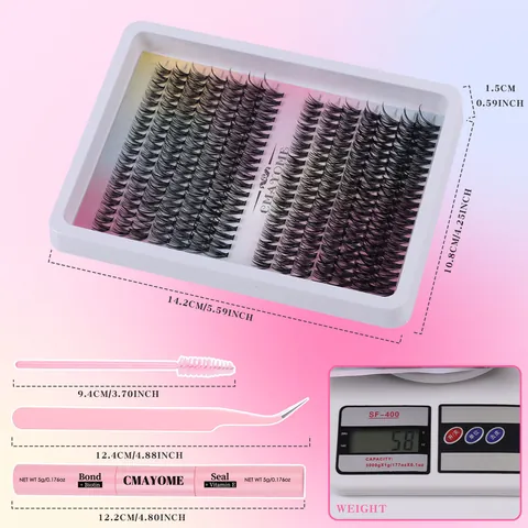DIY Individual Cluster Lashes Kit Natural Dense Synthetic Fiber Eyelash Extension With Bond And Seal For Women Makeup Beauty