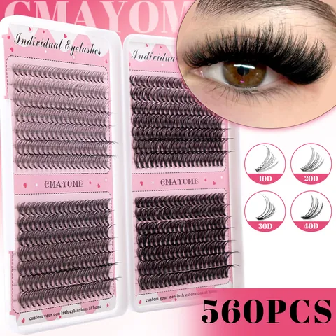 DIY Individual Eyelashes Extension Kit CMAYOME Natural Dense D Curl Segmented False Lashes With Bond And Seal Tweezers Brush