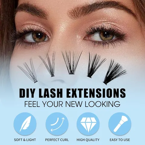Professional DIY Cluster Lash Extensions D Curl Natural Soft Individual Eyelashes For Women Eye Makeup Synthetic Fiber Black Lashes