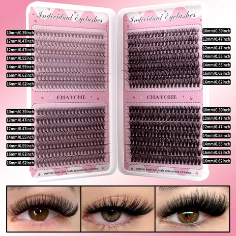 DIY Individual Eyelashes Extension Kit CMAYOME Natural Dense D Curl Segmented False Lashes With Bond And Seal Tweezers Brush
