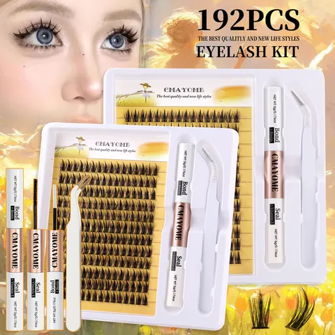 DIY Cluster Eyelash Extension Kit Synthetic Fiber Individual Lashes With Dual Ended Bond Seal Glue Precision Tweezers