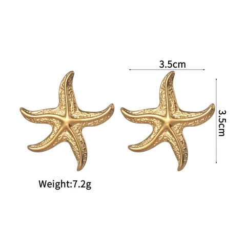 Ozean Stil Unregelmäßige Textur Seestern Ohrstecker Für Damen Edelstahl 18K Vergoldet Muschel Inlay Schmuck Geschenk
