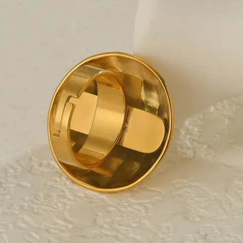 French Minimalist Stainless Steel Hammered Round Open Ring For Women Gold Geometric Stud Earrings Fashion Jewelry Gift