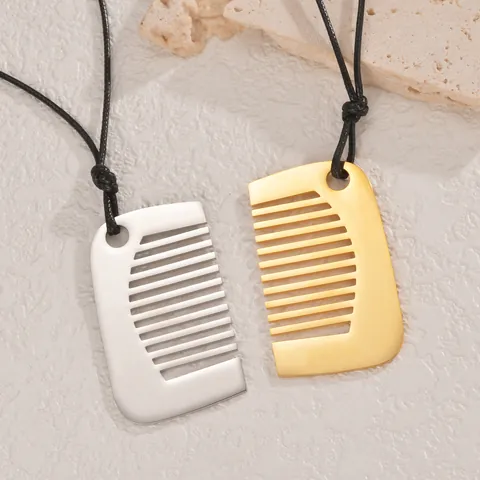 Kreative Kamm Anhänger Halskette Aus Edelstahl Haargestaltung Gold Silber Beschichteter Schmuck Für Herren Damen Alltagsaccessoires
