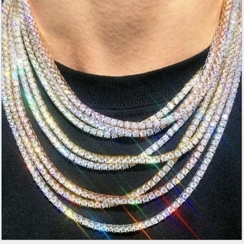 Fashion Unisex Tennis Chain Necklace And Bracelet Alloy Sparkling Rhinestone Crystal Jewelry For Party Daily Wear