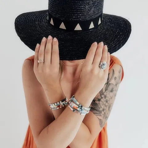 Böhmisches Handgefertigtes Tila Perlenarmband Miyuki Glas Geometrischer Elastischer Ethno Stil Unisex Schmuck