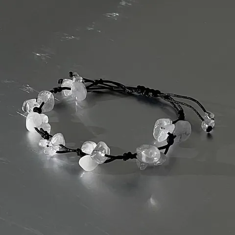 Pulsera Trenzada de Astillas de Piedra Natural Ajustable Cristal en Bruto Irregular Amatista Cuarzo Rosa Obsidiana Joyería Étnica Tejida a Mano para Mujer Hombre Regalo