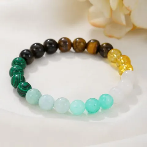 Natural Stone Beaded Lucky Bracelet For Men Women Tiger Eye Obsidian Malachite Elastic Healing Crystal Jewelry Handmade Bracelet