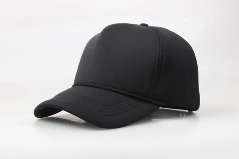 Cappello Trucker Nero Semplice Uomo Donna Berretto da Baseball in Rete di Spugna Con Corda Decorativa Snapback Regolabile