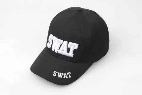 Berretto da Baseball in Cotone Ricamato SWAT per Uomo Donna Cappello Tattico Regolabile Ombrellone All'aperto Sport Snapback Nero