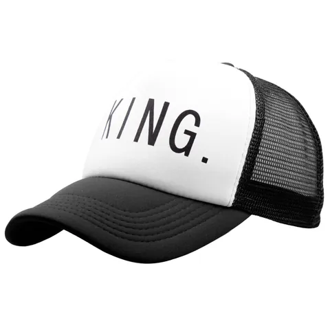King Queen Letter Print Trucker Hat Voor Stellen Mesh Honkbalpet Verstelbare Snapback Hip Hop Streetwear Zonnehoed