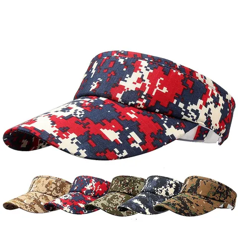 Visière de Soleil Réglable Extérieur Homme Femme Polyester Motif Camouflage Numérique Sport Tennis Golf Course Plage Casquette Protection UV