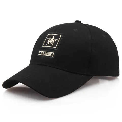 Berretto da Baseball Tattico per Uomo Donna Cotone Regolabile Cappello da Sole Sportivo all'Aperto Con Ricamo a Stella Nero