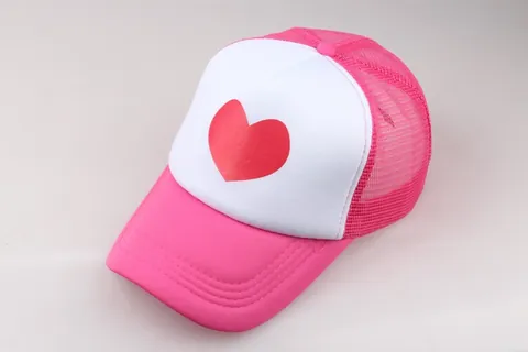 Hart Print Roze Wit Patchwork Mesh Trucker Pet Verstelbare Zomer Zonneklep Voor Vrouwen Mannen Casual Honkbalpet