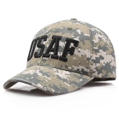 Casquette de Baseball Camouflage Numérique Broderie Lettre 3D Tactique Chapeau Soleil Homme Femme Ajustable Militaire