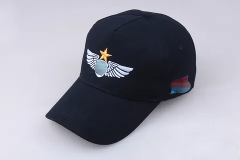 Berretto da Baseball in Cotone Stile Aviazione Vintage Con Ricamo 3D Ala Pentagramma Regolabile Blu Notte Cappello da Sole Unisex