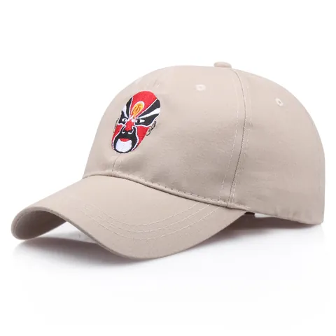 Gorra de Béisbol Estilo Chino Bordado Máscara de la Ópera de Pekín Sombrero de Sol Algodón Ajustable Gorra Snapback para Hombre Mujer