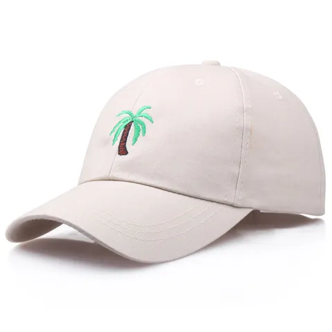 Vintage Palm Tree Embroidery Baseball Cap Cotton Adjustable Curved Brim Sun Hat Streetwear For Men Women Outdoor Travel