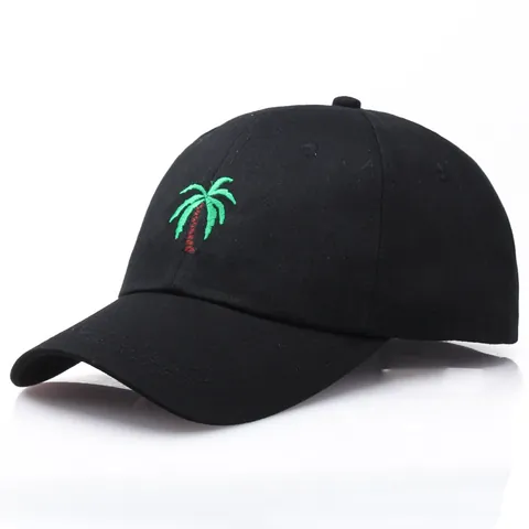 Vintage Palm Tree Embroidery Baseball Cap Cotton Adjustable Curved Brim Sun Hat Streetwear For Men Women Outdoor Travel