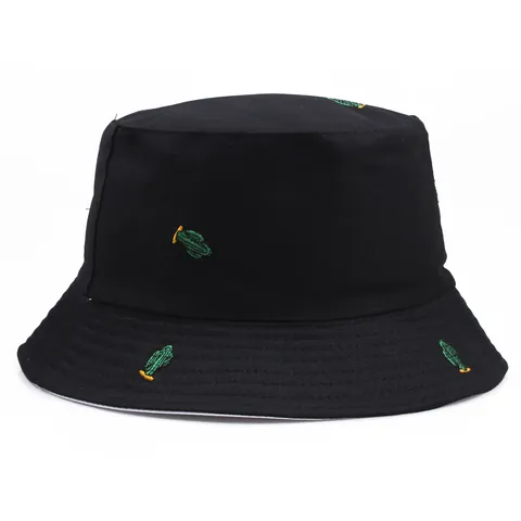 Sombrero de Pescador de Algodón de Doble Cara Con Bordado de Cactus Para Hombre Mujer Protección Solar al Aire Libre Gorra Casual