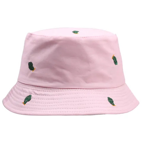 Sombrero de Pescador de Algodón de Doble Cara Con Bordado de Cactus Para Hombre Mujer Protección Solar al Aire Libre Gorra Casual