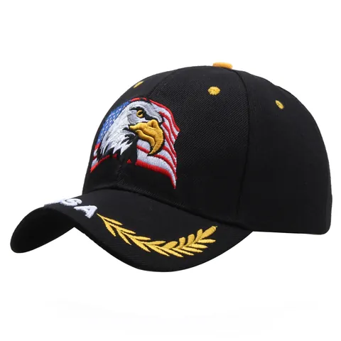 Baumwolle Baseballkappe Mit Amerikanischer Flagge Adler Bestickt Verstellbar Taktisch Militär Sonnenhut USA Buchstabe Weizenmuster Für Erwachsene