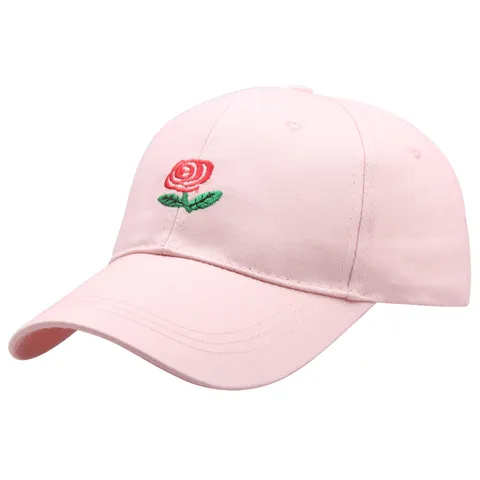 Gorra de Béisbol Casual de Algodón para Hombre Mujer Con Bordado de Rosa Protección Solar Exterior Ajustable Moda