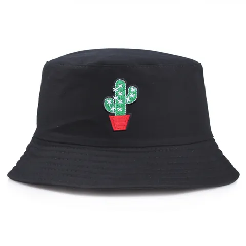 Kaktus Stickerei Baumwolle Canvas Anglerhut Für Damen Herren Sonnenschutz Sommer Outdoor Lässig Minimalistisch Faltbar Fischerhut