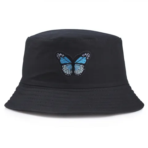 Schmetterling Stickerei Anglerhut Japanischer Minimalismus Baumwolle Sonnenschutz Fischerhut Lässig Outdoor Beckenhut Damen Herren