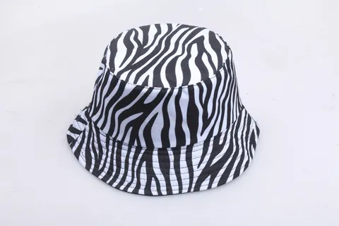 Cappello da Pescatore Reversibile Donna Stampa Zebra Nero Bianco Cotone Tela Protezione Solare Estate Viaggio Outdoor