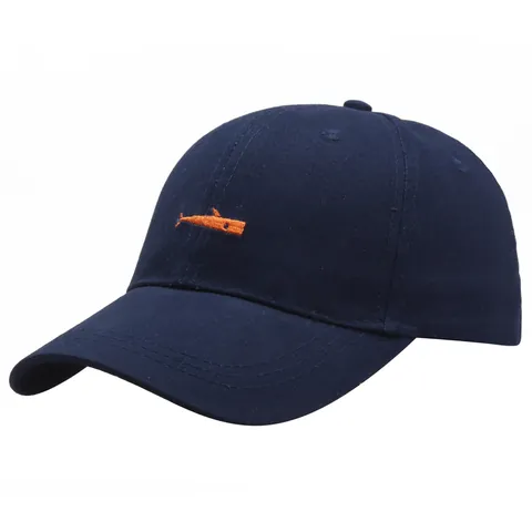 Gorra de Béisbol Minimalista de Algodón Con Bordado de Pez Pequeño Protección Solar Ajustable Casual Unisex